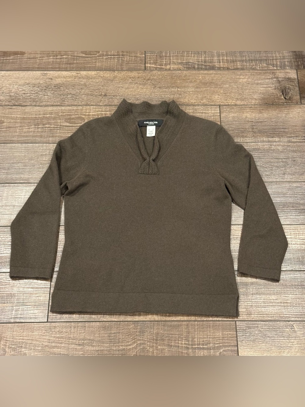 Jones New York Collection 100% Cashmere Sweater Brown Long Sleeve Minimalist SM